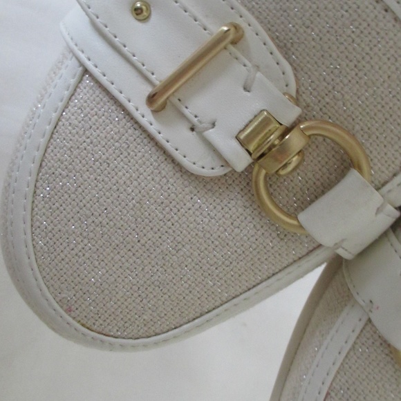 Lands' End Ivory Shimmer Buckle Mule Shoes 8 - Picture 8 of 8